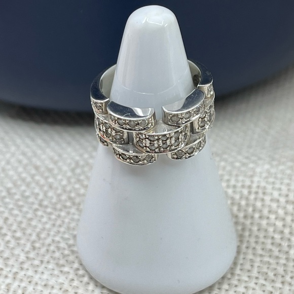 Bold Vintage 925 DQ CZ Statement Ring Size ~5.5 - Picture 14 of 15